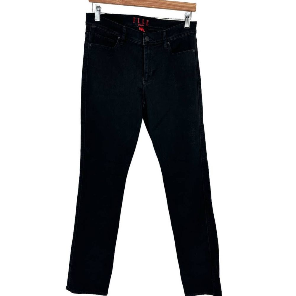 Elle Women's SZ 10 Dark Black Cotton Blend Shaping Skinny Jeans Stretchy‎